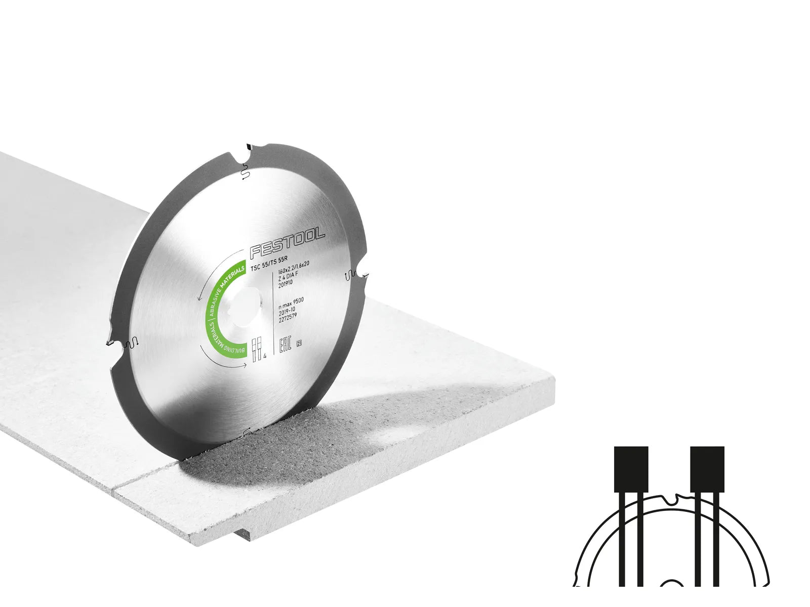 FESTOOL ACCESSORY 201910 160x2.2x20 DIA4 diamond fibreboard saw blade