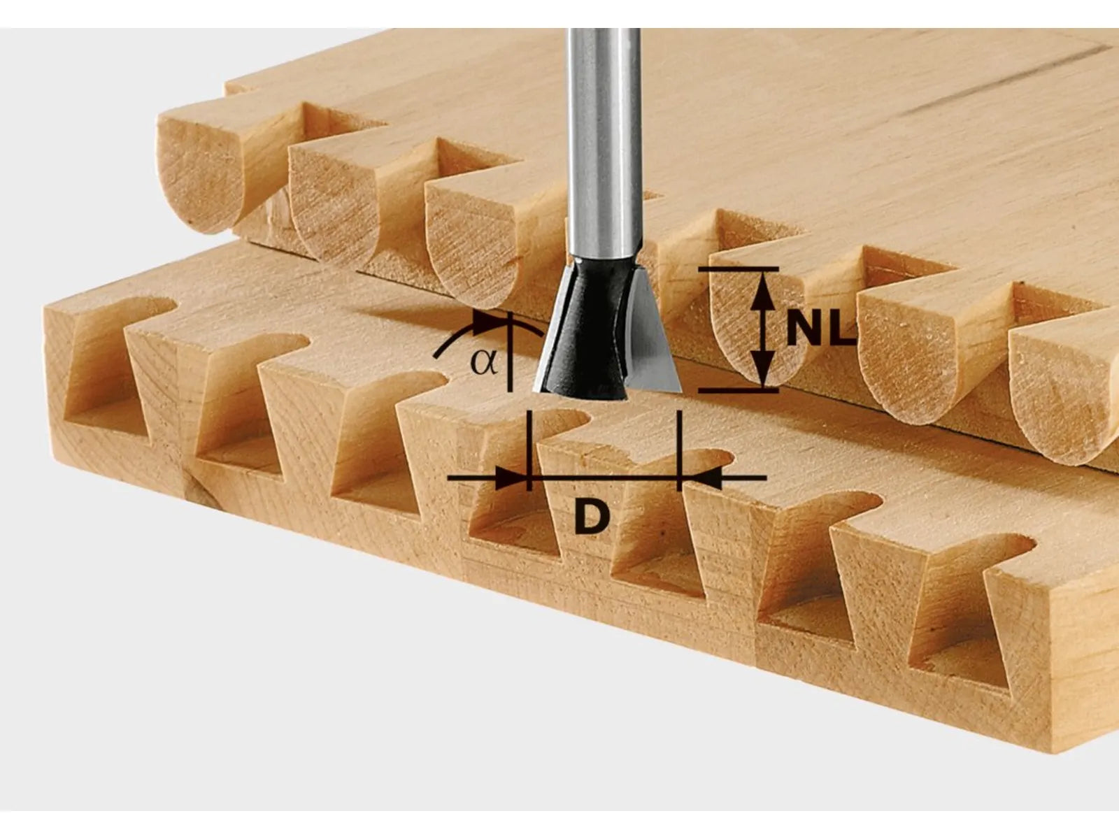 FESTOOL ACCESSORY 490992 HW S8 D14.3/13.5/15 degree Dovetail cutter HW shank 8 mm