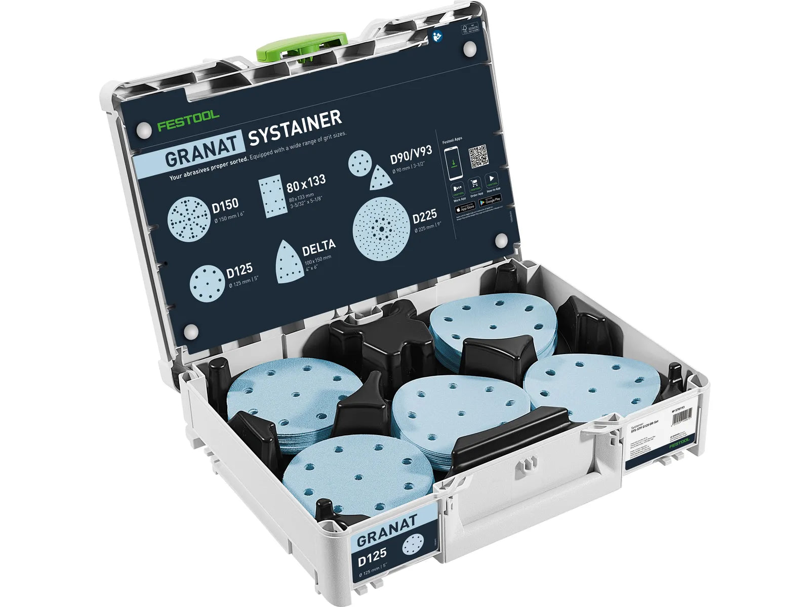 FESTOOL ACCESSORY 578193 SYS-STF D125 GR set abrasive assortment Systainer3